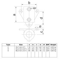 Buiskoppeling Boeiboord bevestigingshoek-C / 33,7 mm
